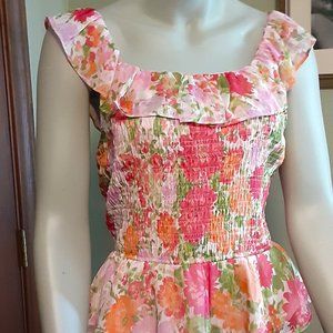 NWT Lauren Conrad Floral Ruffle Cap Sleeved Top